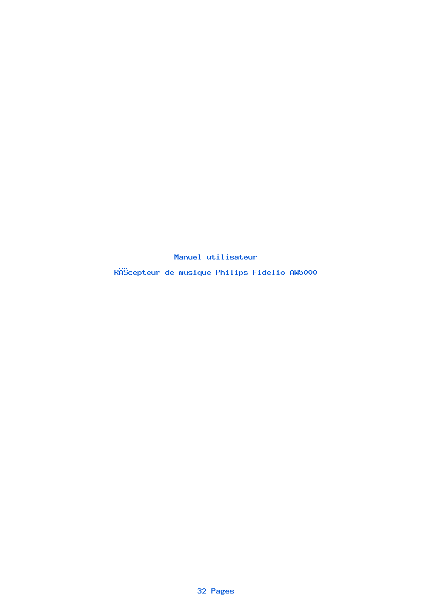 Page 1 de la notice Manuel utilisateur Philips Fidelio AW5000