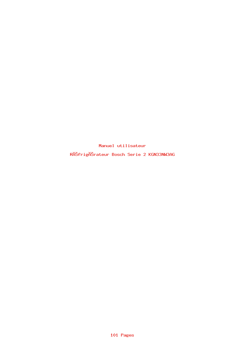 Page 1 de la notice Manuel utilisateur Bosch Serie 2 KGN33NW3AG
