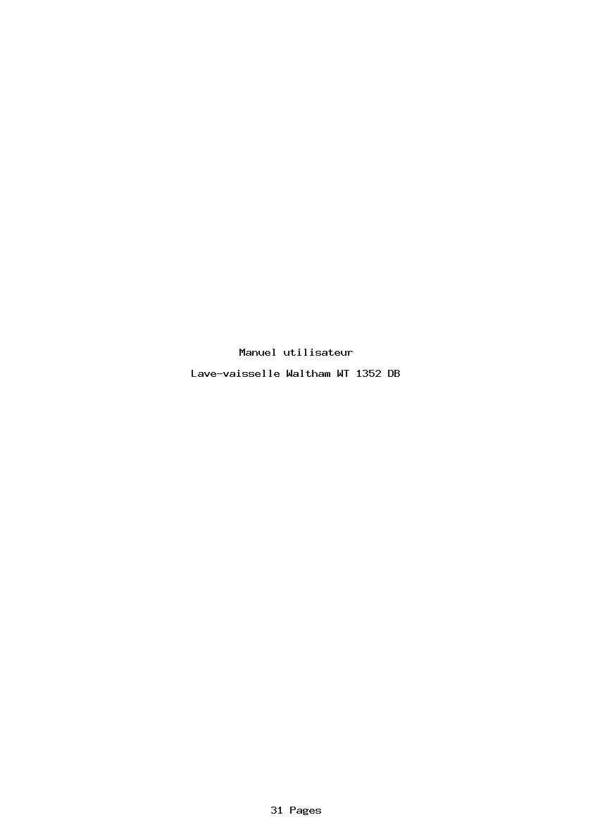 Page 1 de la notice Manuel utilisateur Waltham WT 1352 DB