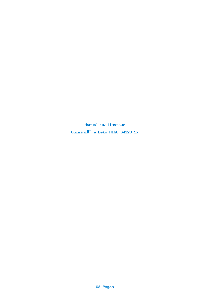Page 1 de la notice Manuel utilisateur Beko HIGG 64123 SX