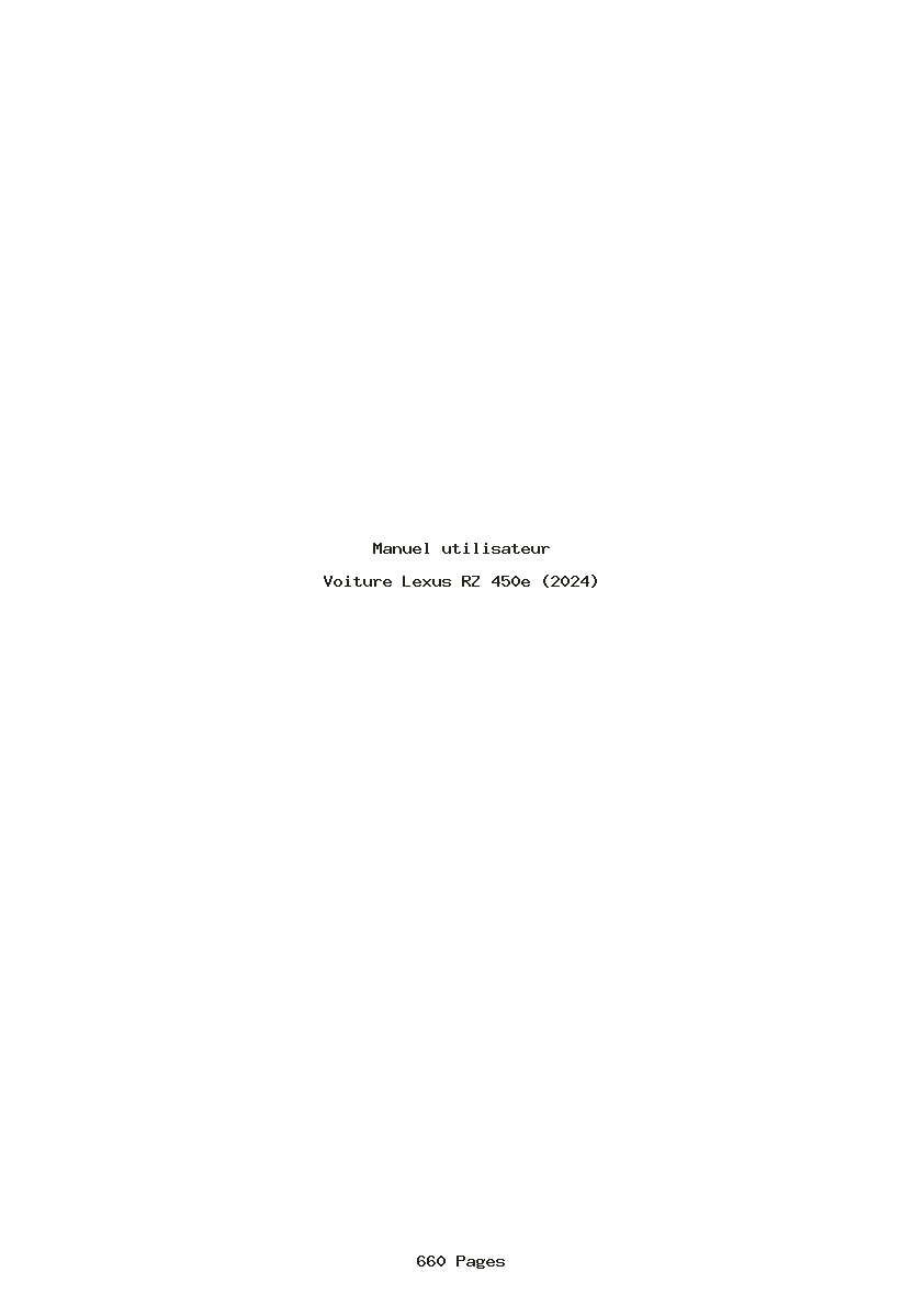 Page 1 de la notice Manuel utilisateur Lexus RZ 450e (2024)