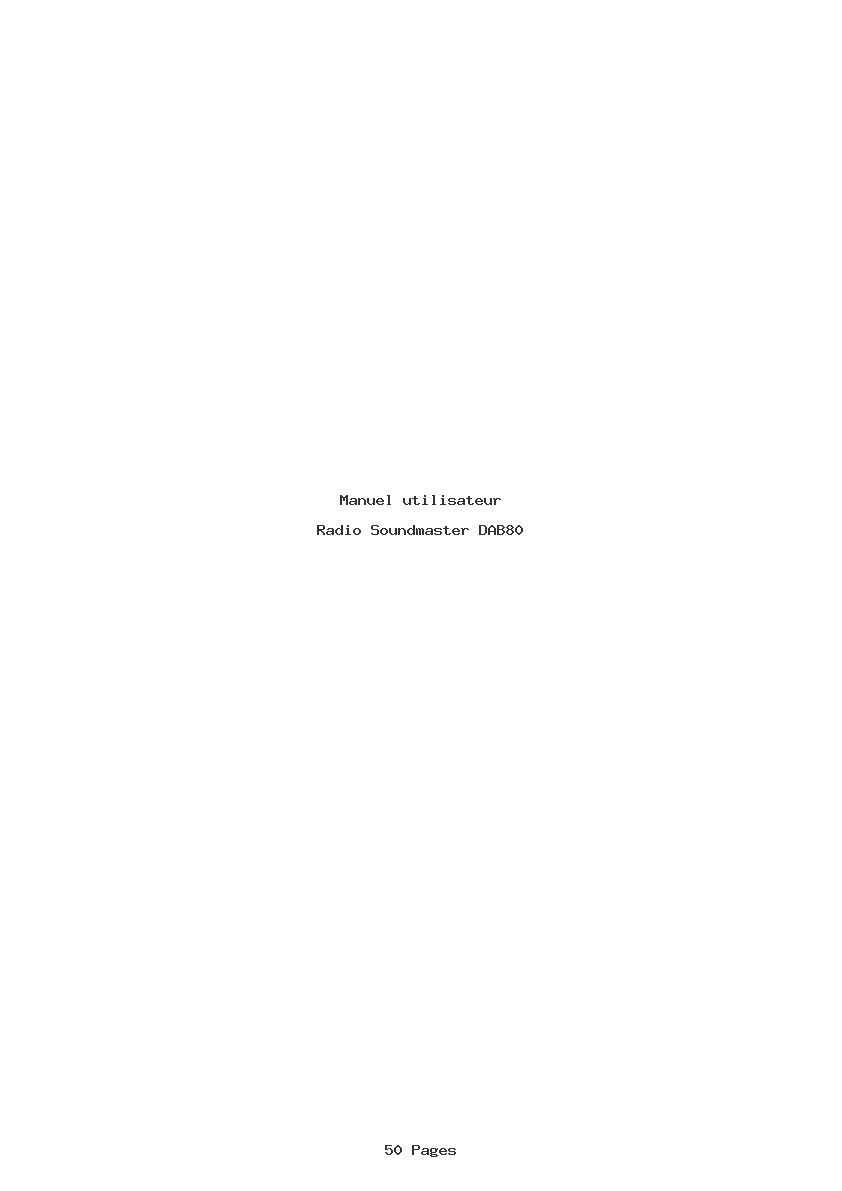 Page 1 de la notice Manuel utilisateur Soundmaster DAB80