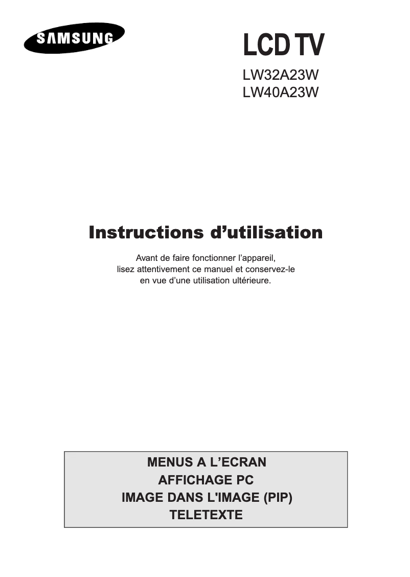 Página 1 del manual Manual de usuario Samsung LW32A23W