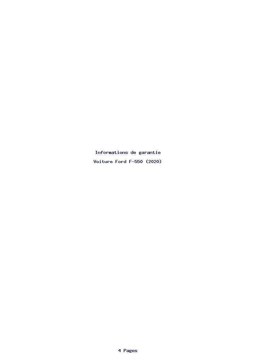 Page 1 de la notice Informations de garantie Ford F-550 (2020)