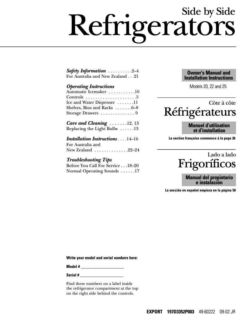 Página 1 del manual Manual de usuario GE GSG 25