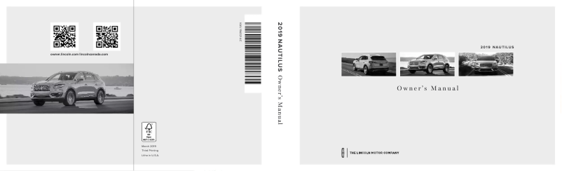 Página 1 del manual Manual de usuario Lincoln Nautilus (2019)