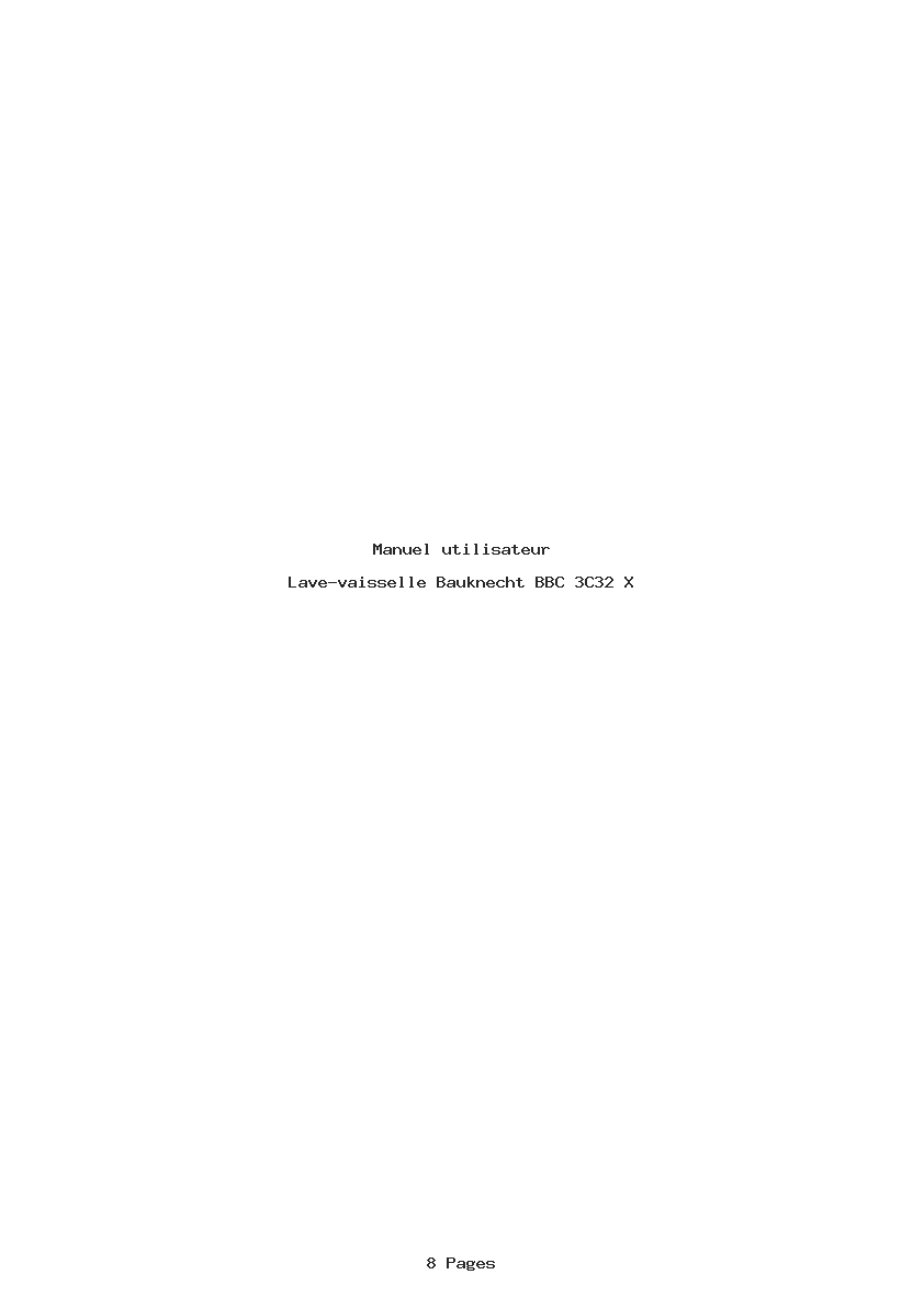 Page 1 de la notice Manuel utilisateur Bauknecht BBC 3C32 X