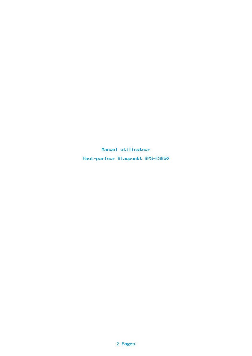 Page 1 de la notice Manuel utilisateur Blaupunkt BPS-ES650