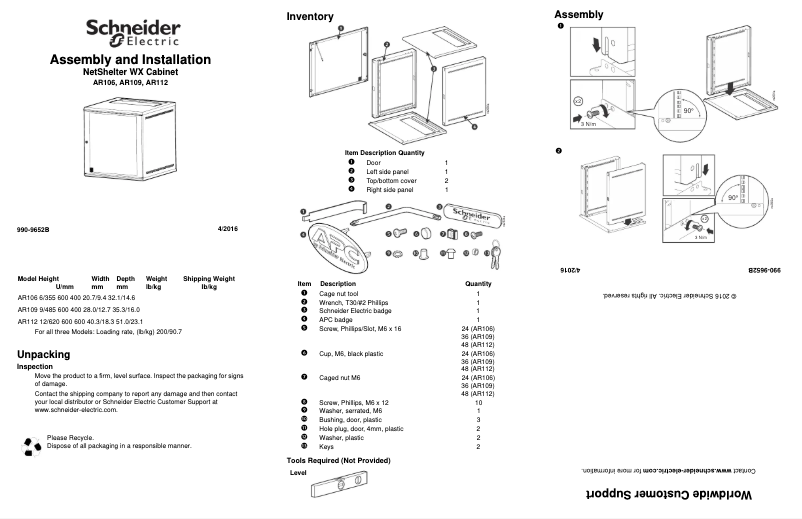 Page 1 de la notice Manuel utilisateur APC NetShelter AR109