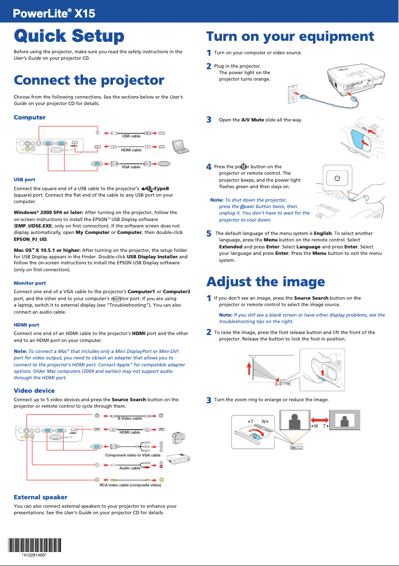 Página 1 del manual Manual de usuario Epson PowerLite X15