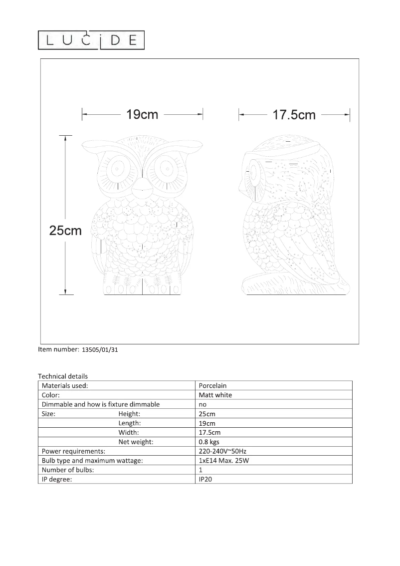 Page 1 of the manual User Manual Lucide Owl