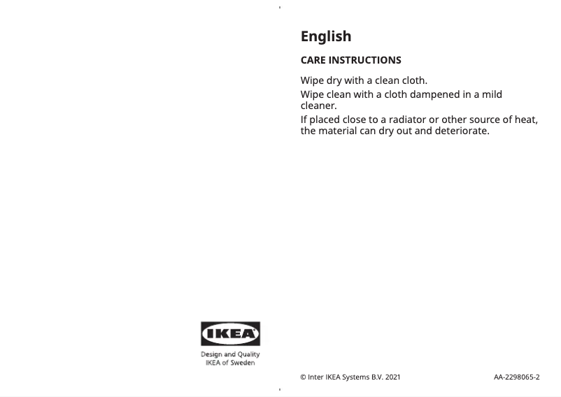 Page 1 de la notice Manuel utilisateur Ikea BUSKBO 704.343.11