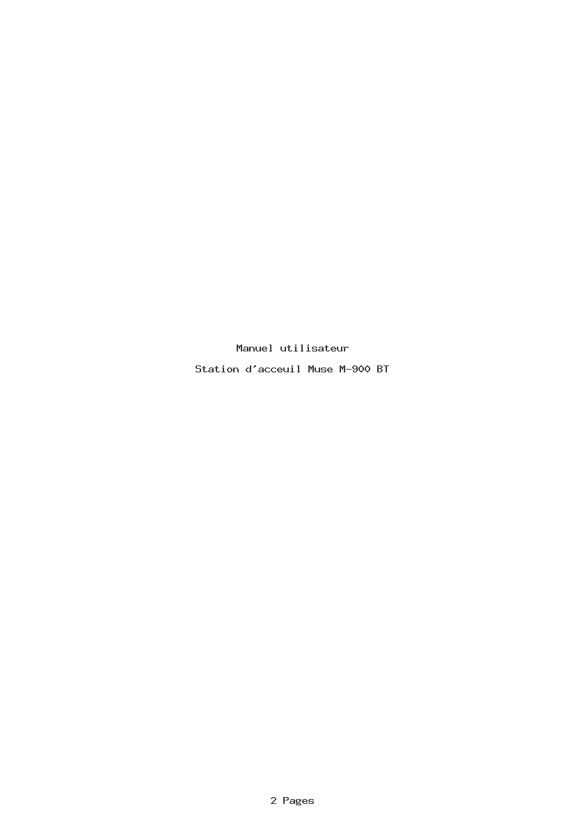 Page 1 de la notice Manuel utilisateur Muse M-900 BT