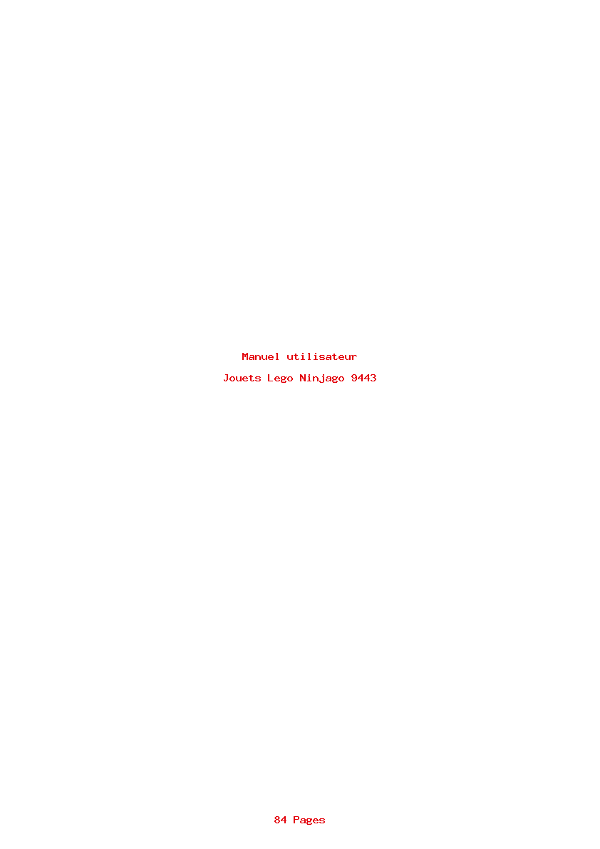 Page 1 de la notice Manuel utilisateur Lego Ninjago 9443