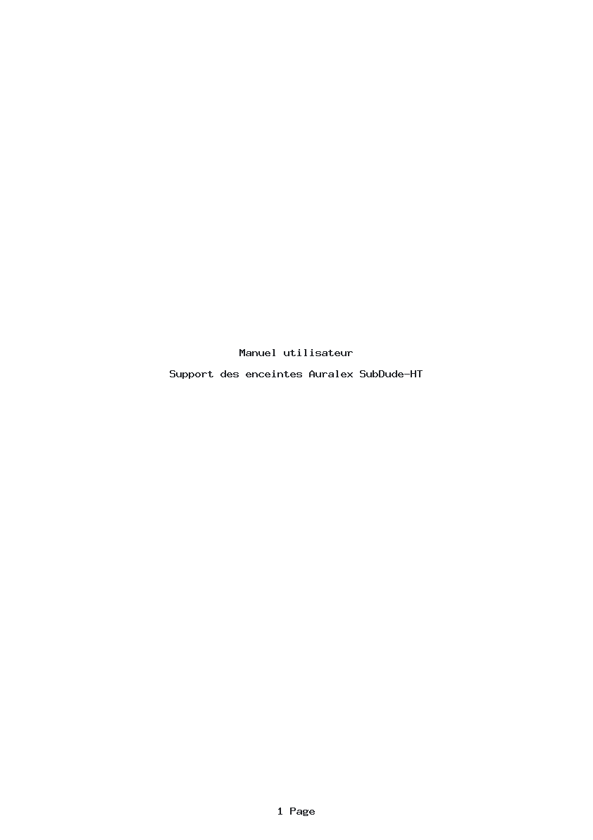 Page 1 de la notice Manuel utilisateur Auralex SubDude-HT