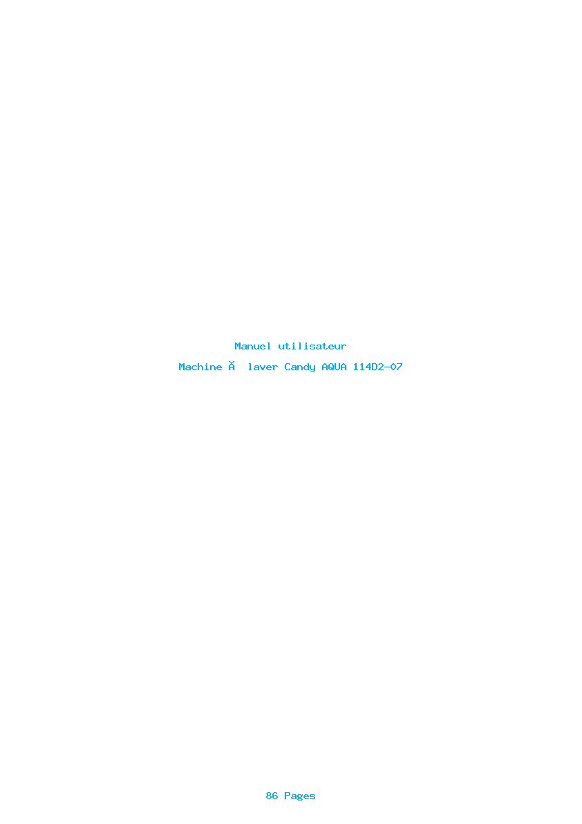 Page 1 de la notice Manuel utilisateur Candy AQUA 114D2-07