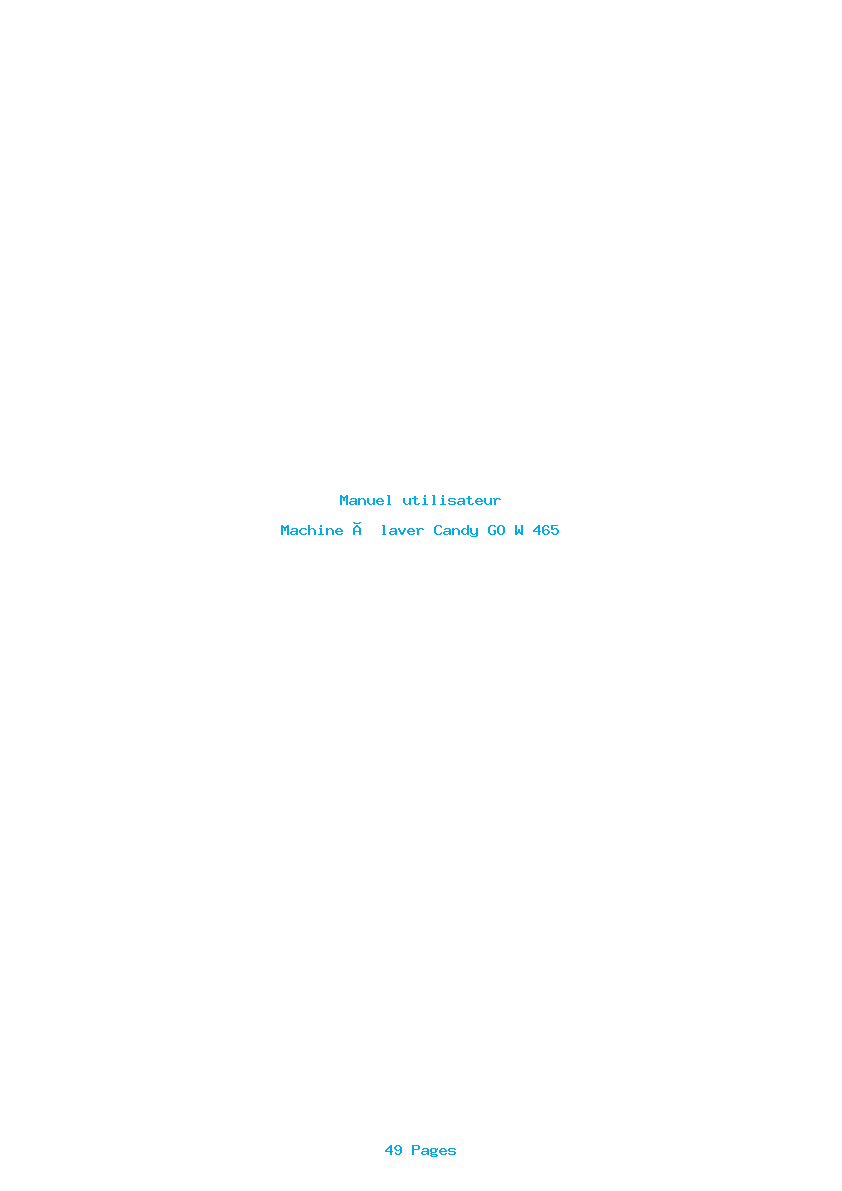 Page 1 de la notice Manuel utilisateur Candy GO W 465