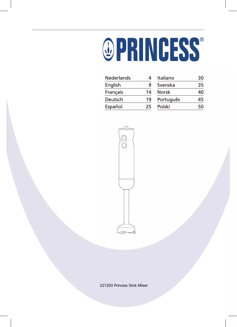 Page 1 de la notice Manuel utilisateur Princess Stick Mixer 221203