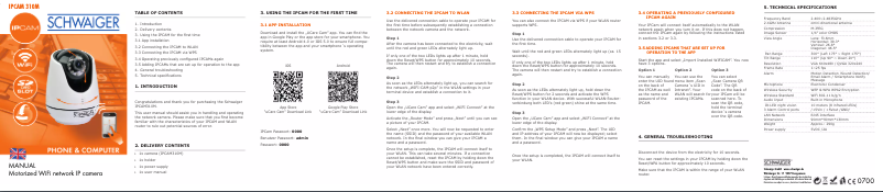 Page 1 de la notice Manuel utilisateur Schwaiger IPCAM310M012
