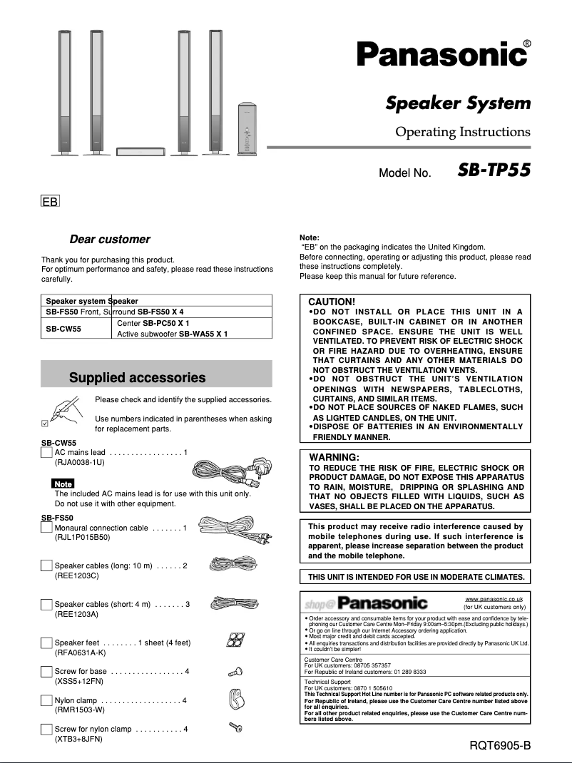 Página 1 del manual Manual de usuario Panasonic SBTP55EB