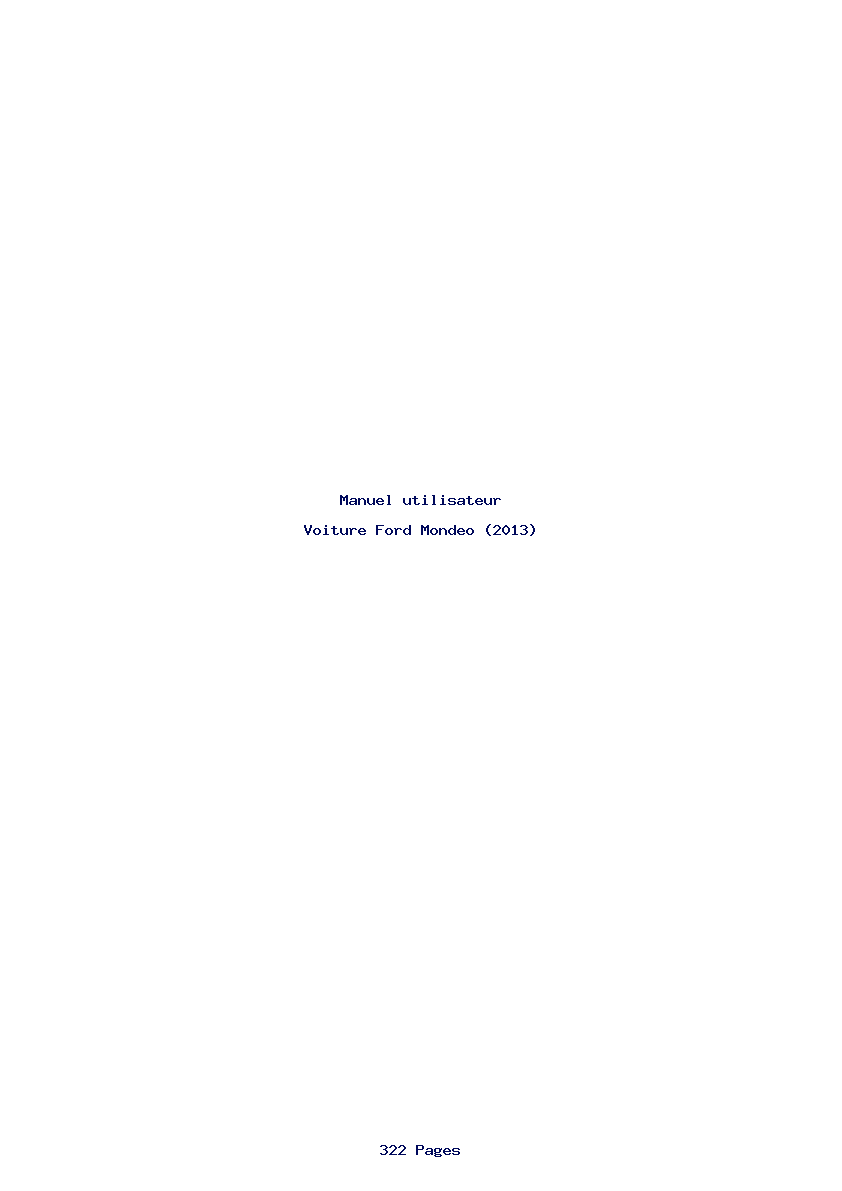 Page 1 de la notice Manuel utilisateur Ford Mondeo (2013)