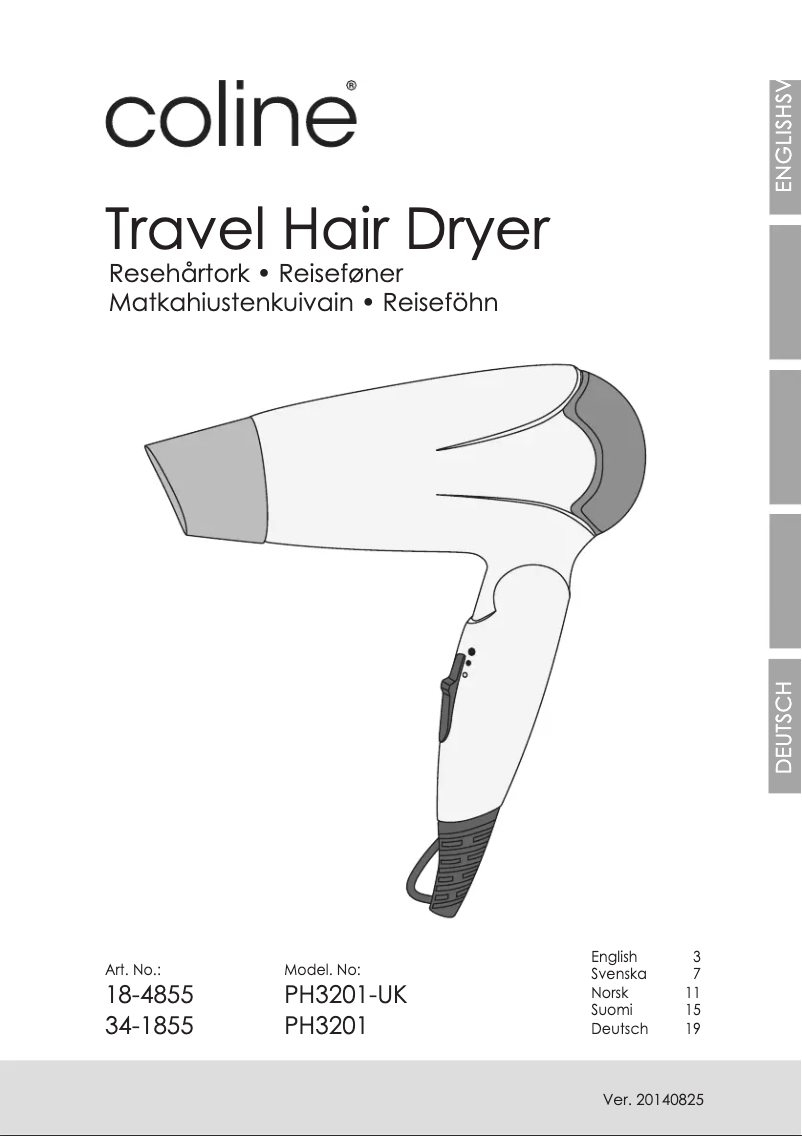 Page 1 de la notice Manuel utilisateur Coline PH3201