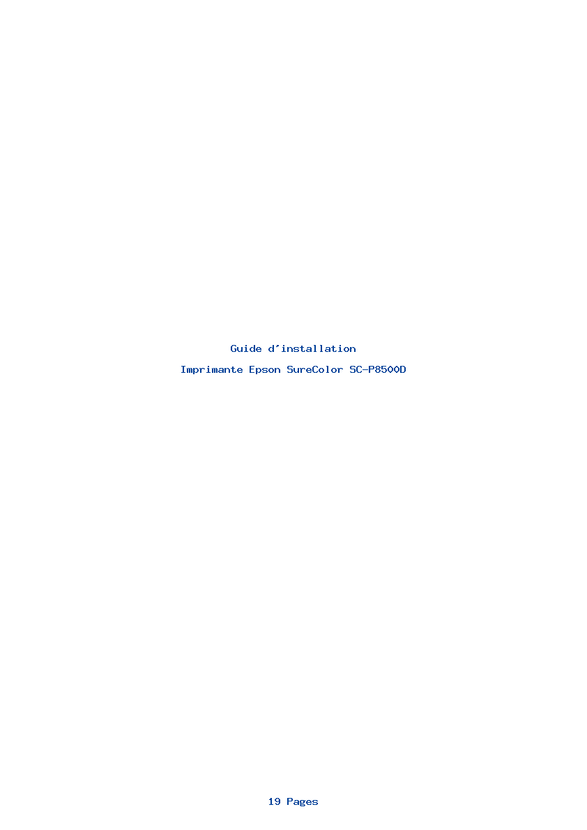 Page 1 de la notice Guide d'installation Epson SureColor SC-P8500D