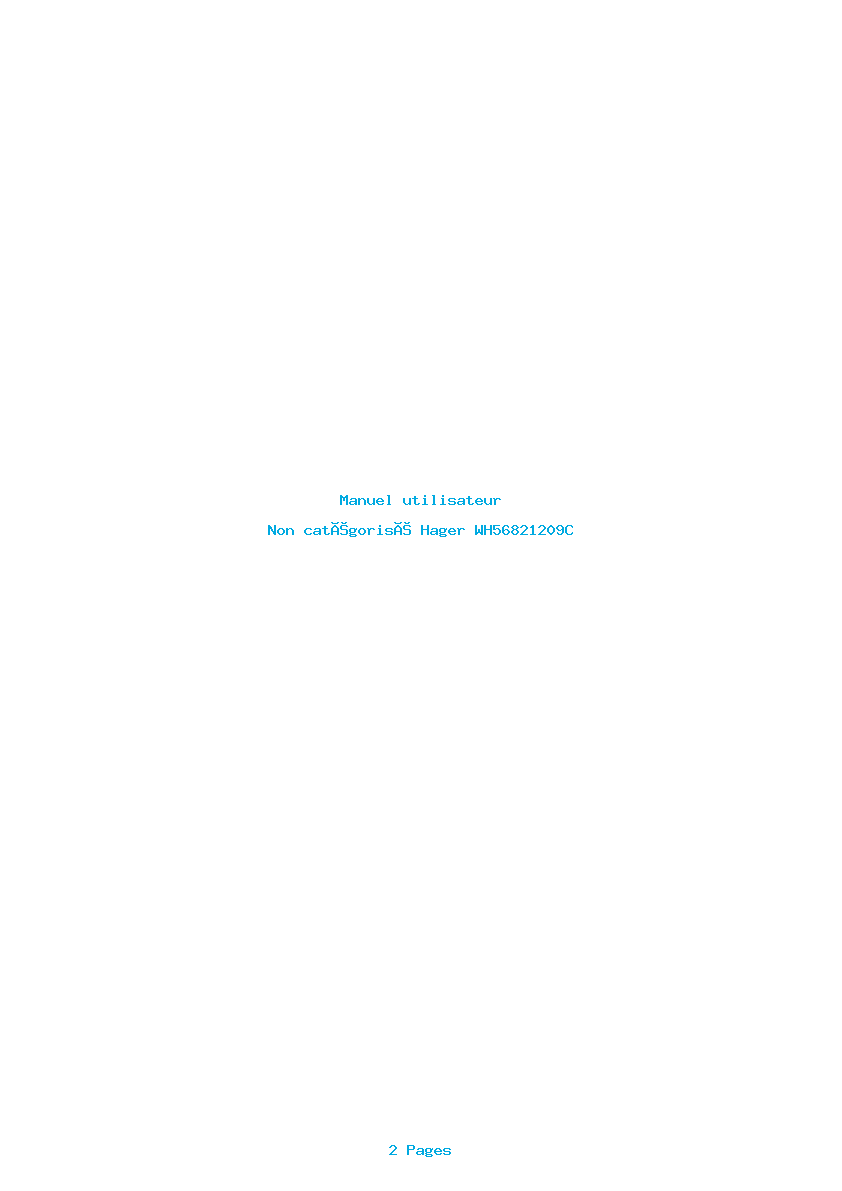 Page 1 de la notice Manuel utilisateur Hager WH56821209C