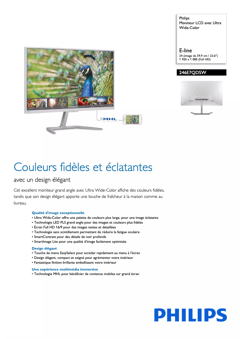 Image de la première page du manuel de l'appareil E Line 246E7QDSW