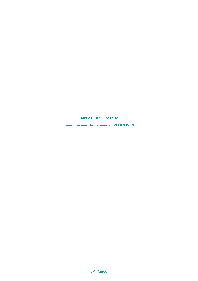 Page 1 de la notice Manuel utilisateur Siemens SN63EX12CN