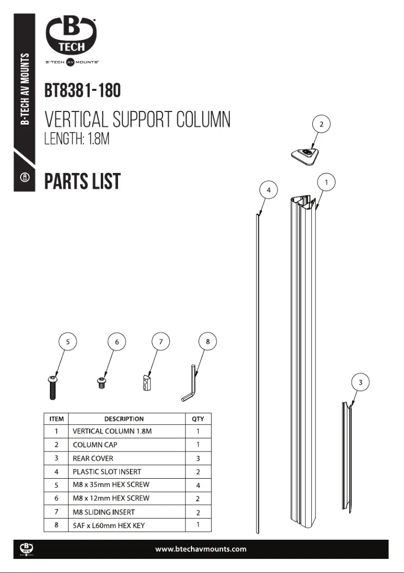 Page 1 de la notice Manuel utilisateur B-Tech BT8381