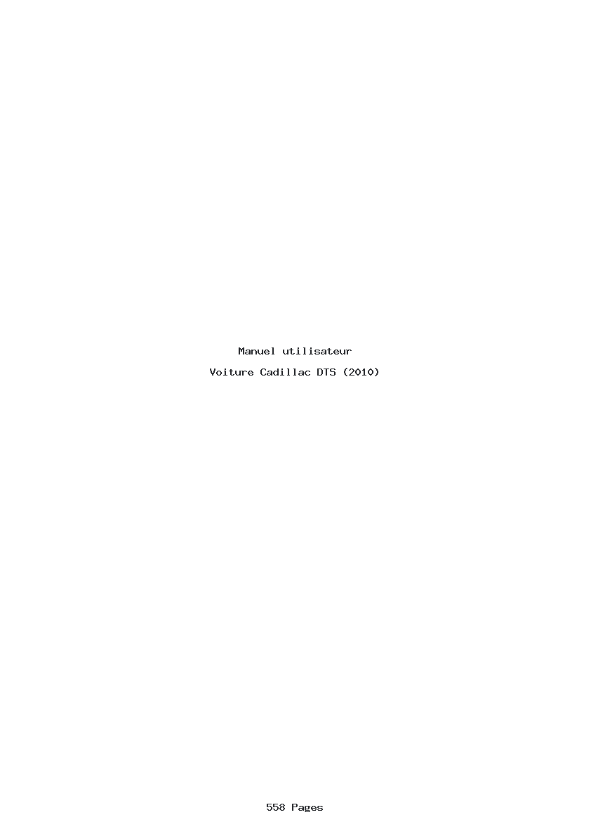 Page 1 de la notice Manuel utilisateur Cadillac DTS (2010)