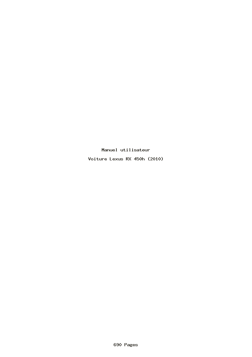 Page 1 de la notice Manuel utilisateur Lexus RX 450h (2010)