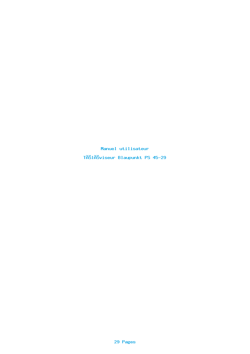Page 1 de la notice Manuel utilisateur Blaupunkt PS 45-29