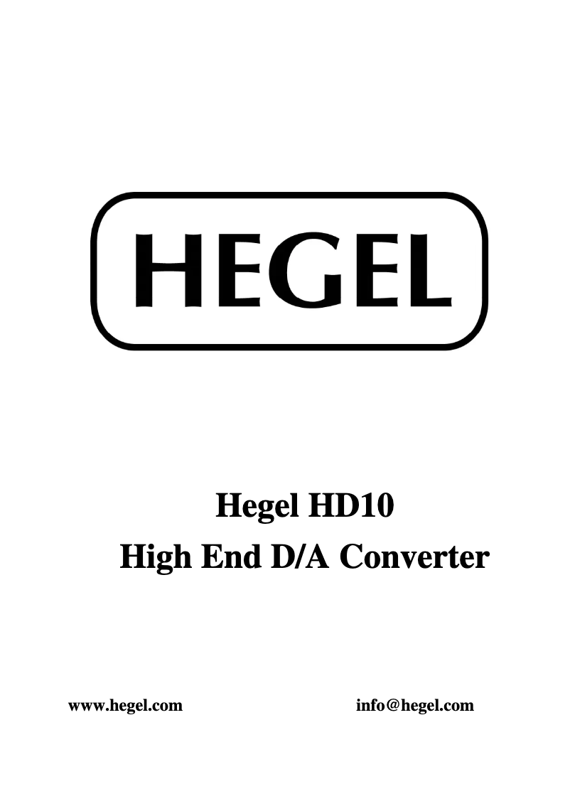 Page 1 de la notice Manuel utilisateur Hegel HD10