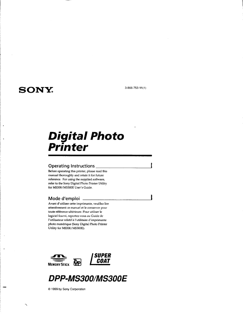 Page n°1 - Manuel utilisateur Sony DPP-MS300