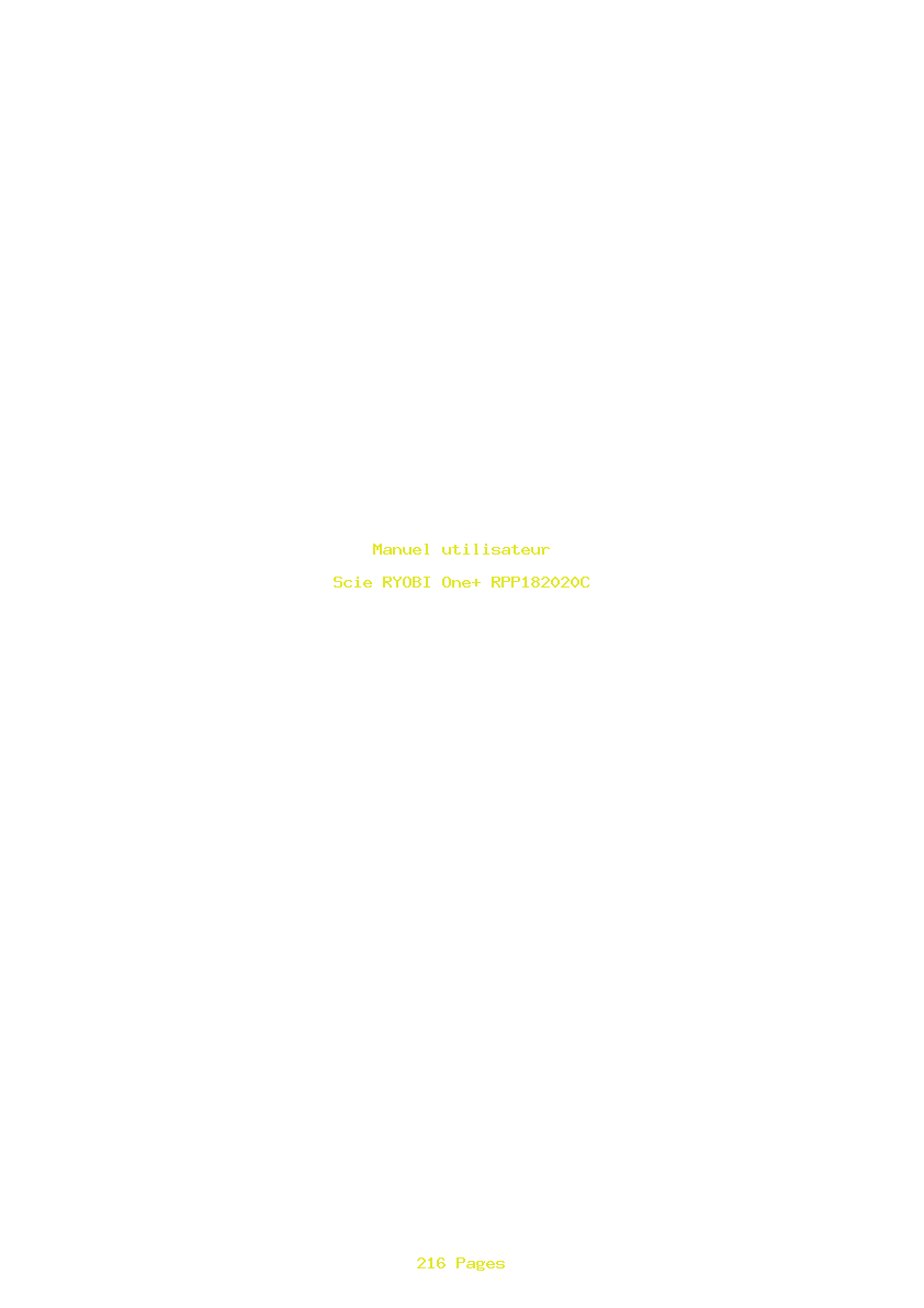Page 1 de la notice Manuel utilisateur RYOBI One+ RPP182020C