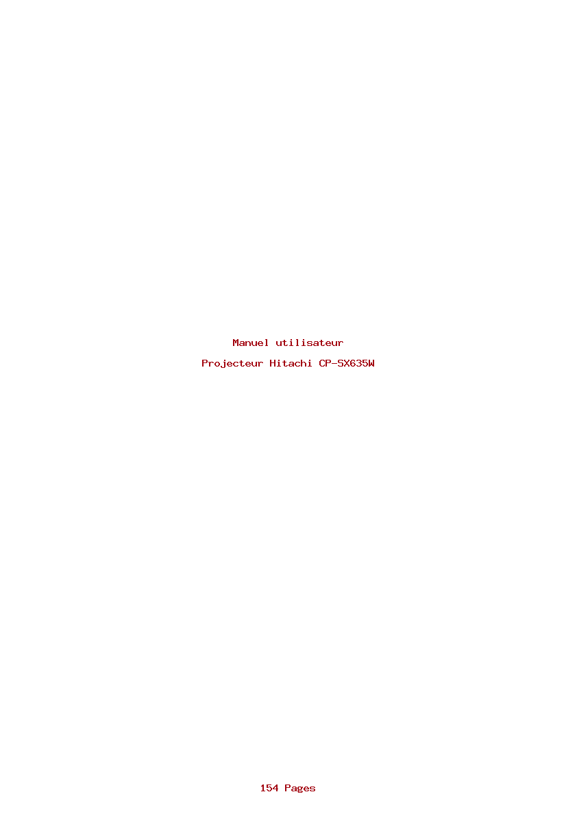 Page 1 de la notice Manuel utilisateur Hitachi CP-SX635W