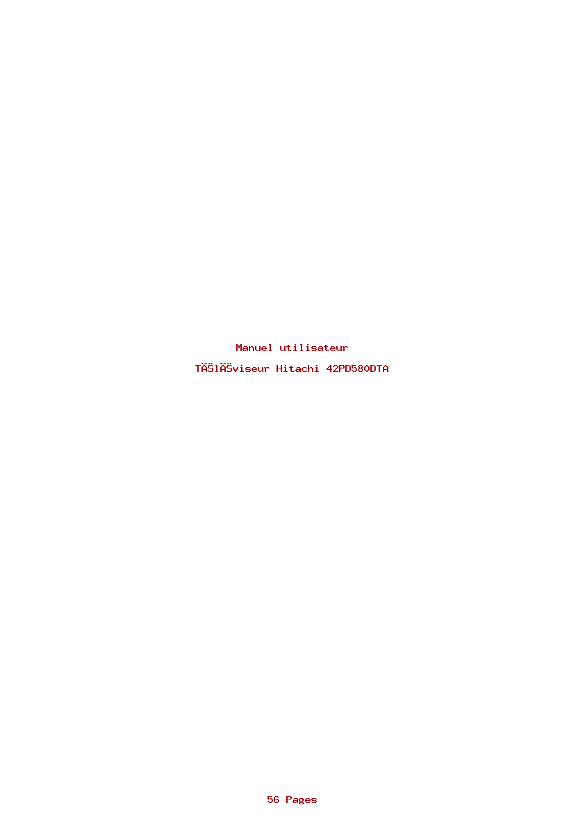 Page 1 de la notice Manuel utilisateur Hitachi 42PD580DTA