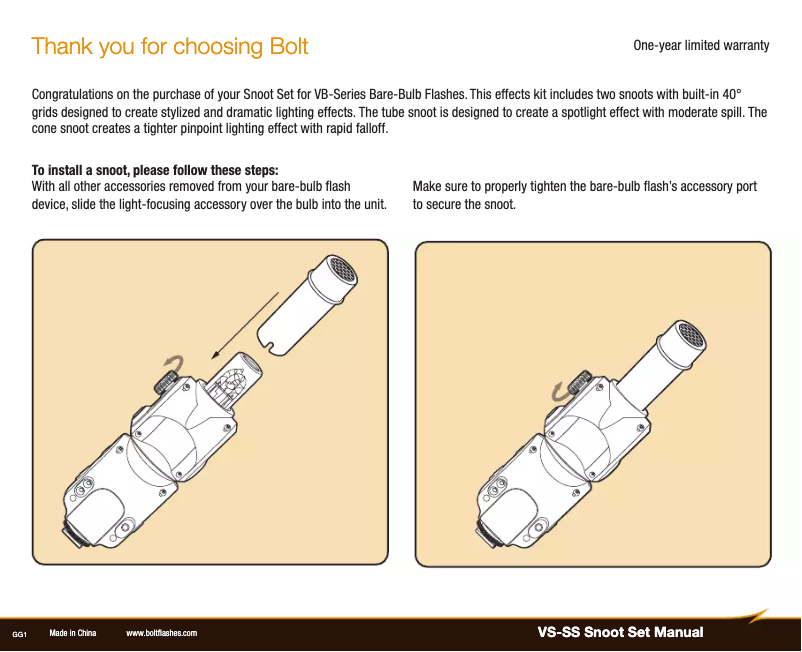 Page 1 de la notice Manuel utilisateur Bolt VB-SS