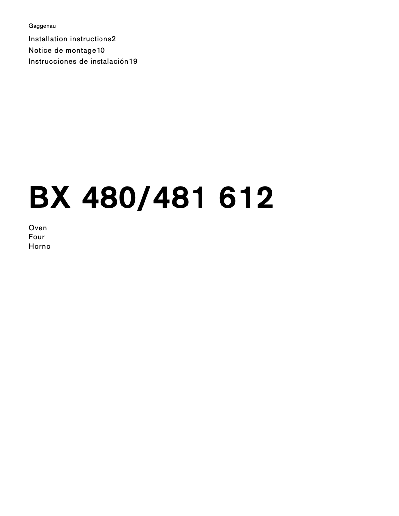 Page 1 de la notice Guide d'installation Gaggenau BX481612
