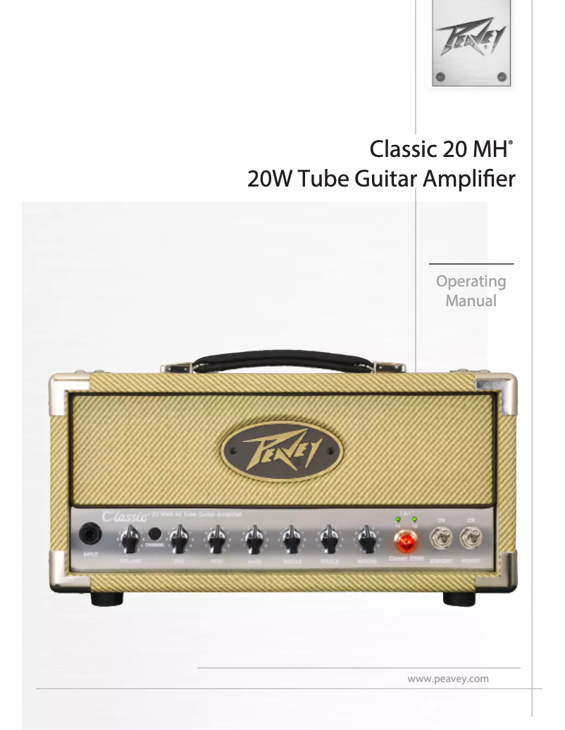Page 1 de la notice Manuel utilisateur Peavey Classic 20 Mini Head