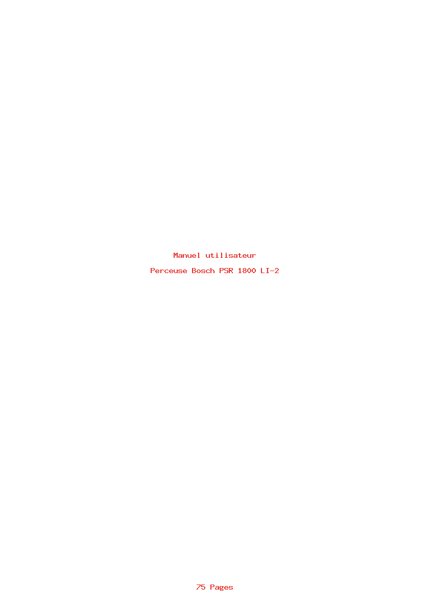 Page 1 de la notice Manuel utilisateur Bosch PSR 1800 LI-2