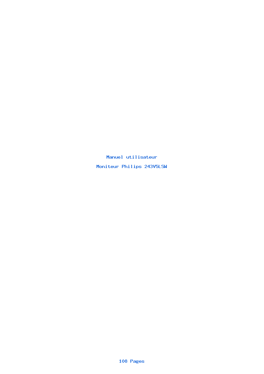 Page 1 de la notice Manuel utilisateur Philips 243V5LSW