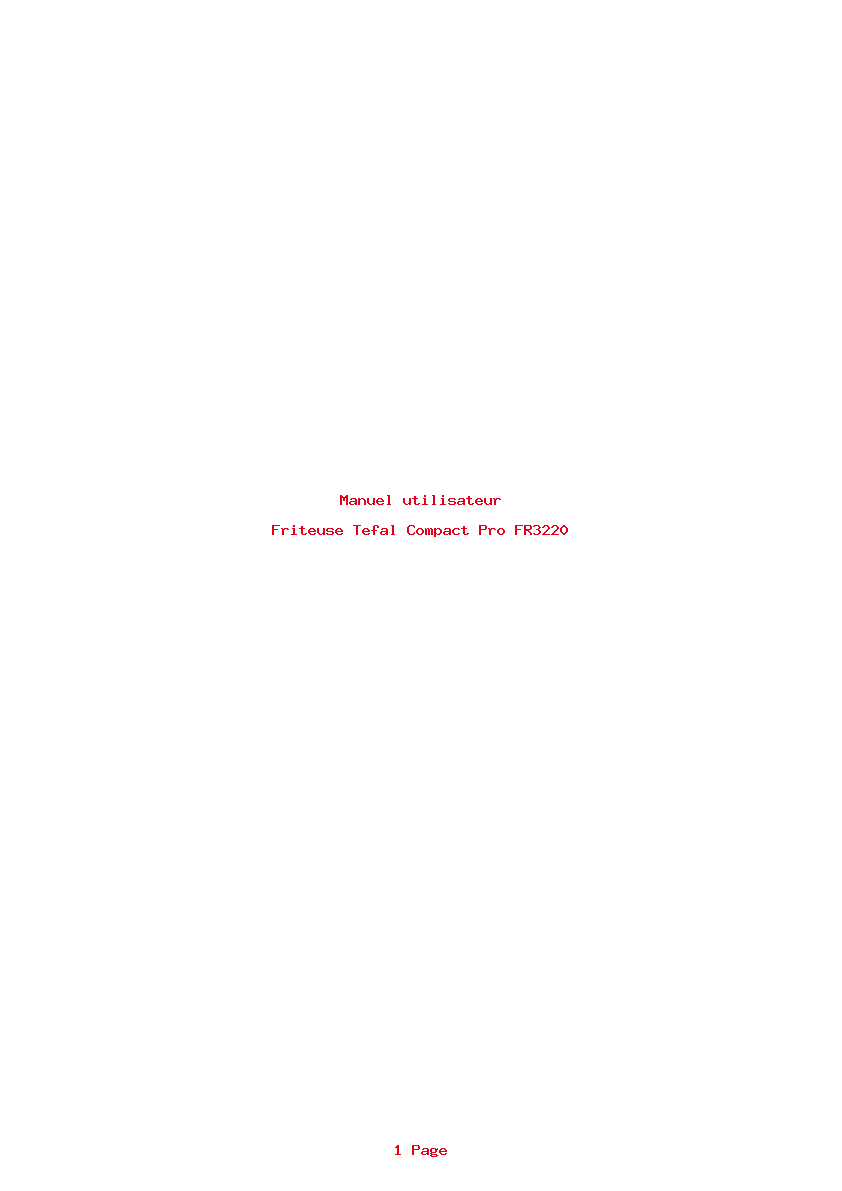 Page 1 de la notice Manuel utilisateur Tefal Compact Pro FR3220