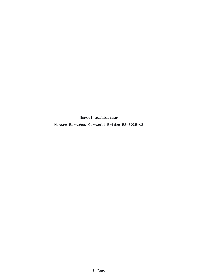 Page 1 de la notice Manuel utilisateur Earnshaw Cornwall Bridge ES-8065-03