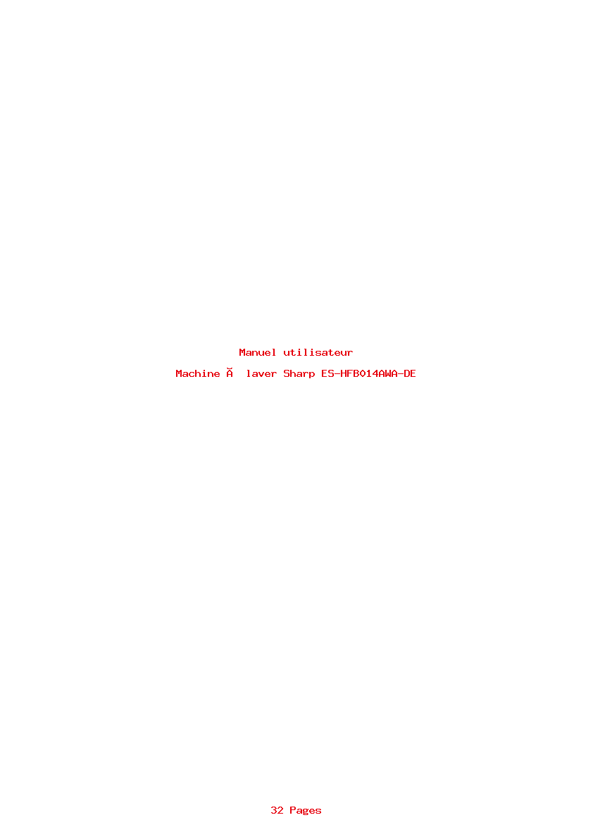 Page 1 de la notice Manuel utilisateur Sharp ES-HFB014AWA-DE