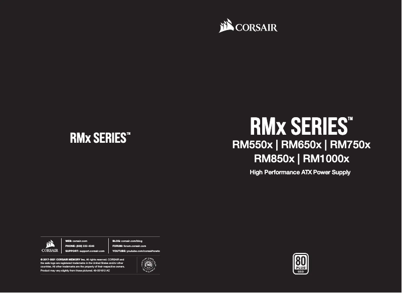 Page 1 de la notice Guide de démarrage rapide Corsair RM650x