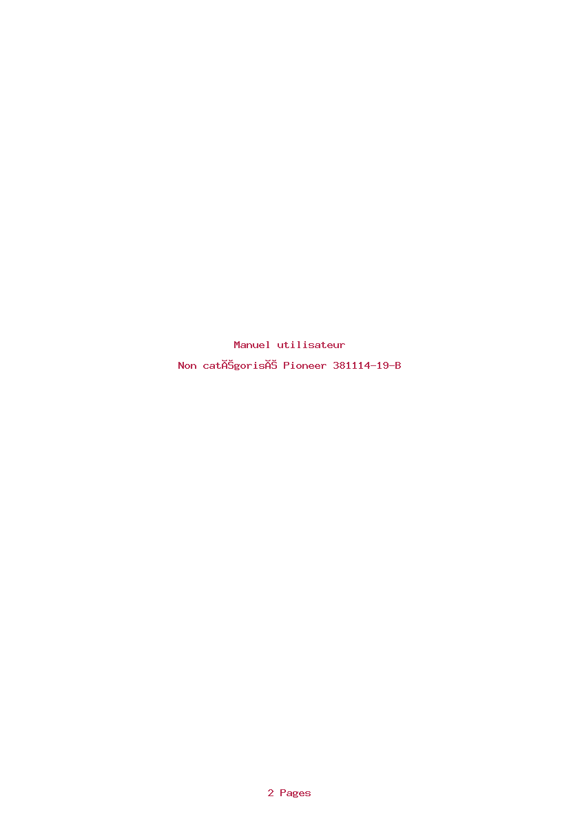Page 1 de la notice Manuel utilisateur Pioneer 381114-19-B