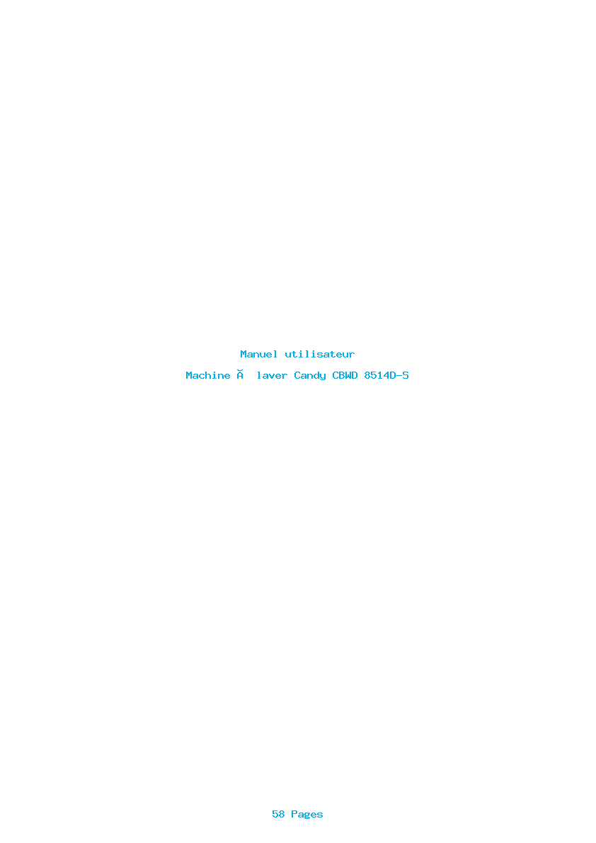 Page 1 de la notice Manuel utilisateur Candy CBWD 8514D-S